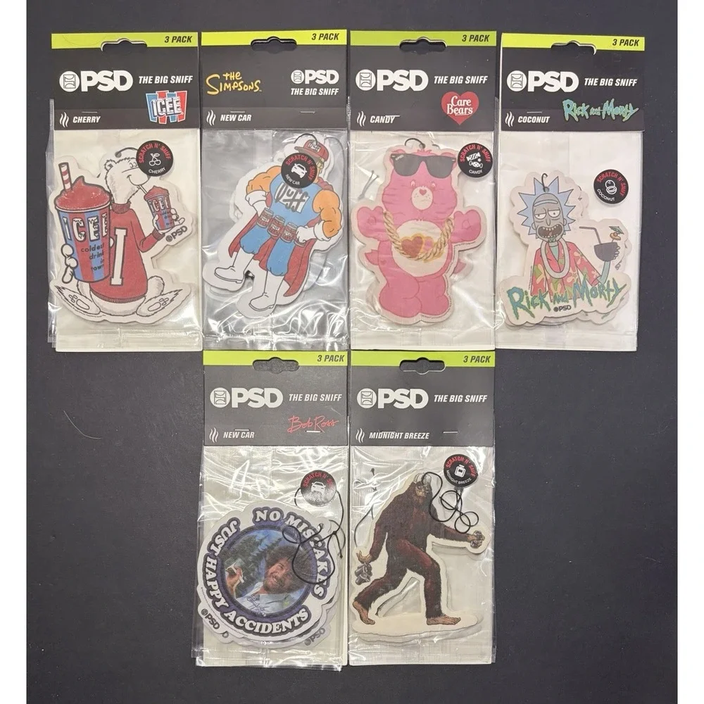 PSD The Big Sniff Air Freshener Lot Of 5 Packs‎ Of 3, Simpsons Care Bears ICEE